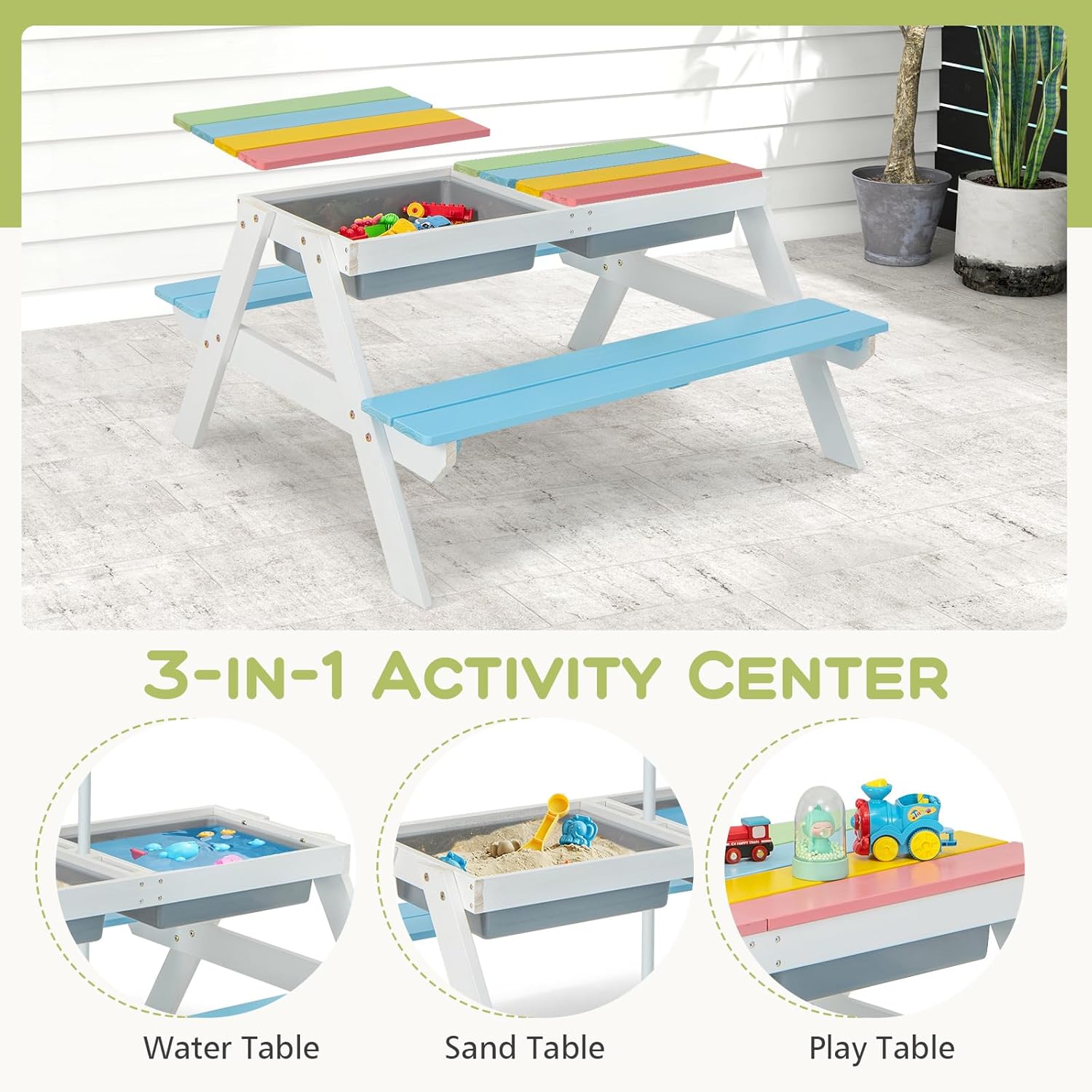 Kids Picnic Table, 4 in 1 Outd - مراجعة Kids Outdoor Umbrella وسعره
