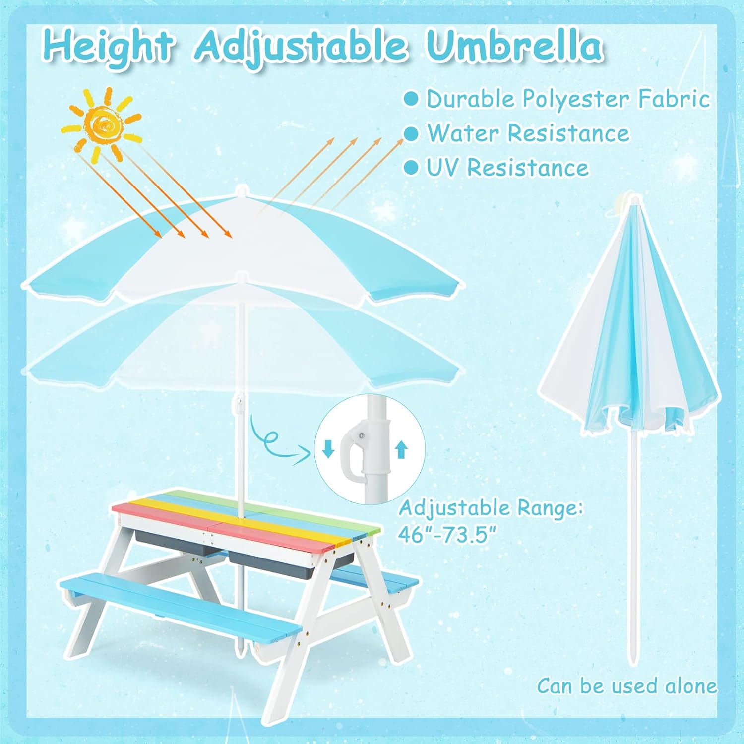 Kids Picnic Table, 4 in 1 Outd - مراجعة Kids Outdoor Umbrella وسعره