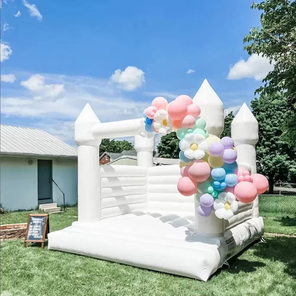 White Inflatable Bounce House  - مراجعة Kids Outdoor Jumping وسعره