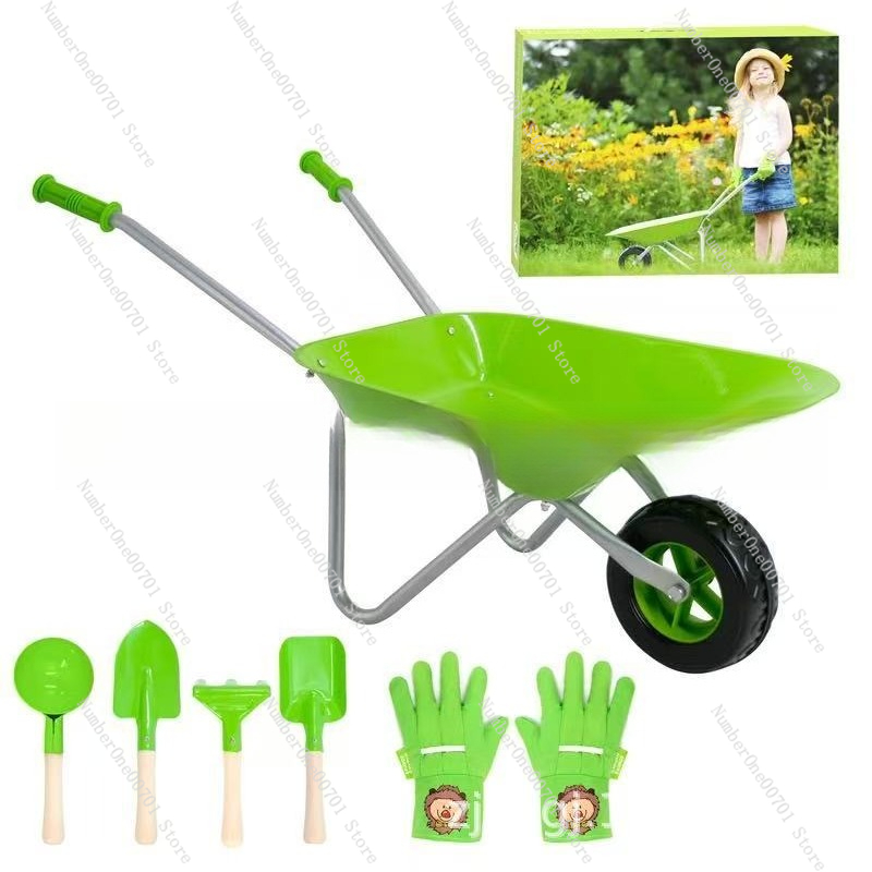 Kids Outdoor Wheelbarrow, Gree - مراجعة Kids Outdoor Garden Set وسعره