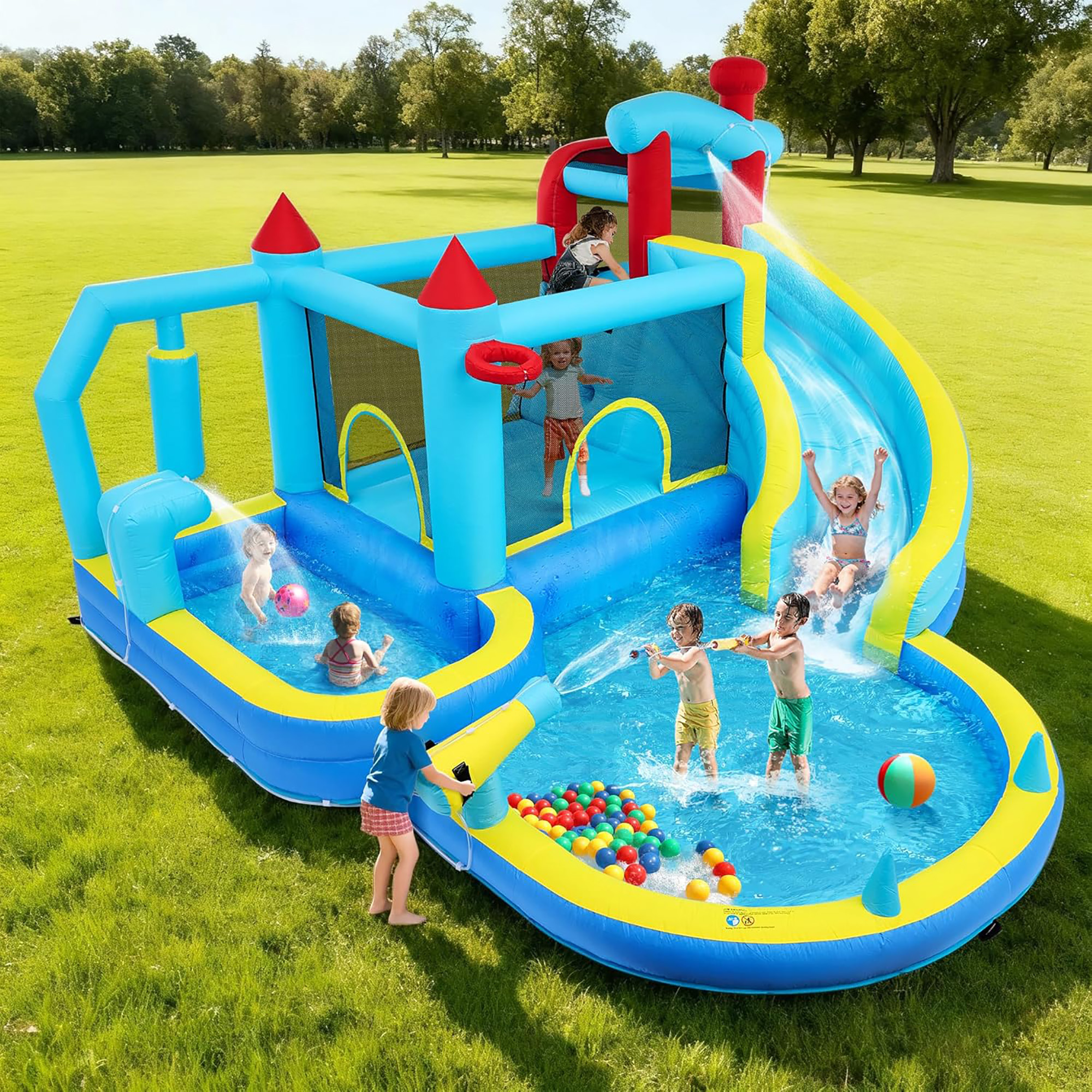 Inflatable Water Slide Bounce  - مراجعة Kids Outdoor Climbing Wall وسعره