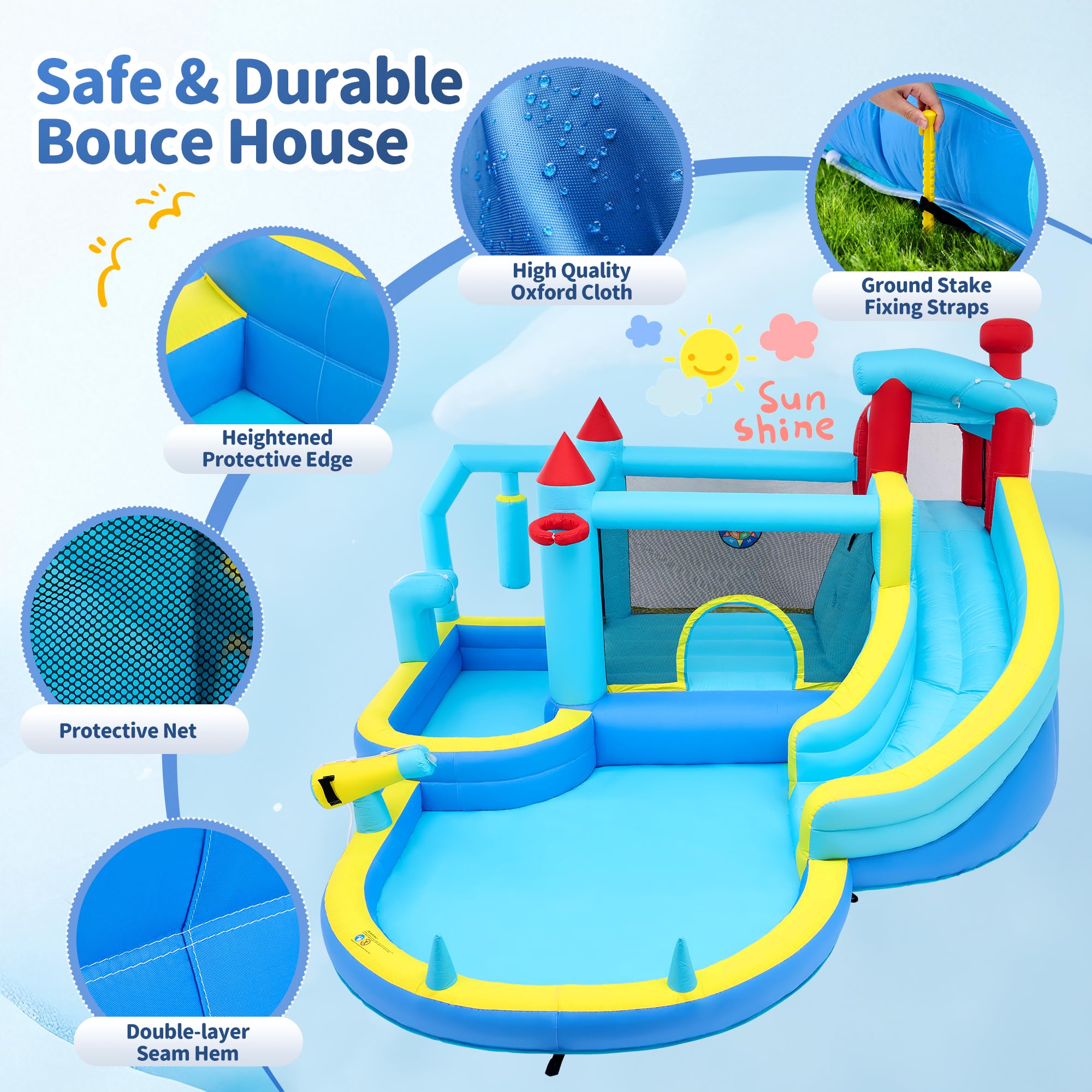 Inflatable Water Slide Bounce  - مراجعة Kids Outdoor Climbing Wall وسعره