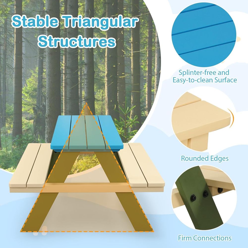 Acacia Wood Picnic Table and B - مراجعة Kids Outdoor Garden Set وسعره