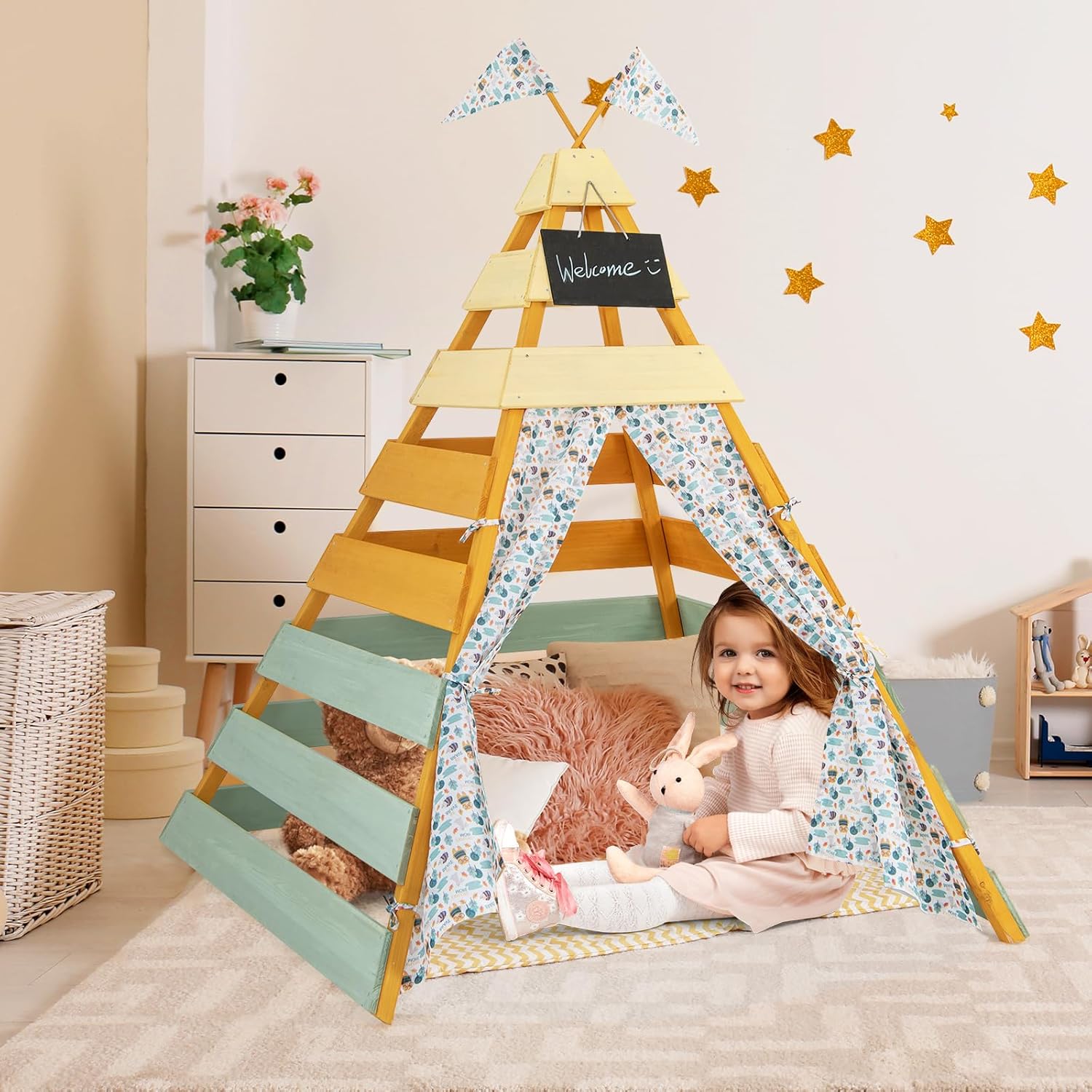 Teepee Tent for Kids, Large Ki - مراجعة Kids Outdoor Chalkboard وسعره
