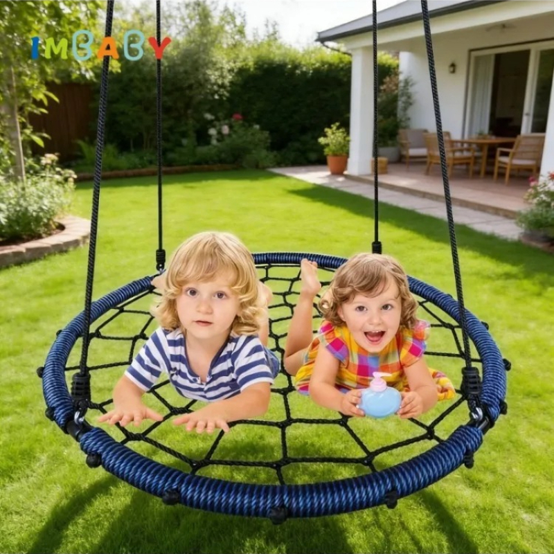IMBABY Kids Round Net Nest Swi - مراجعة Kids Outdoor Nest Swing وسعره