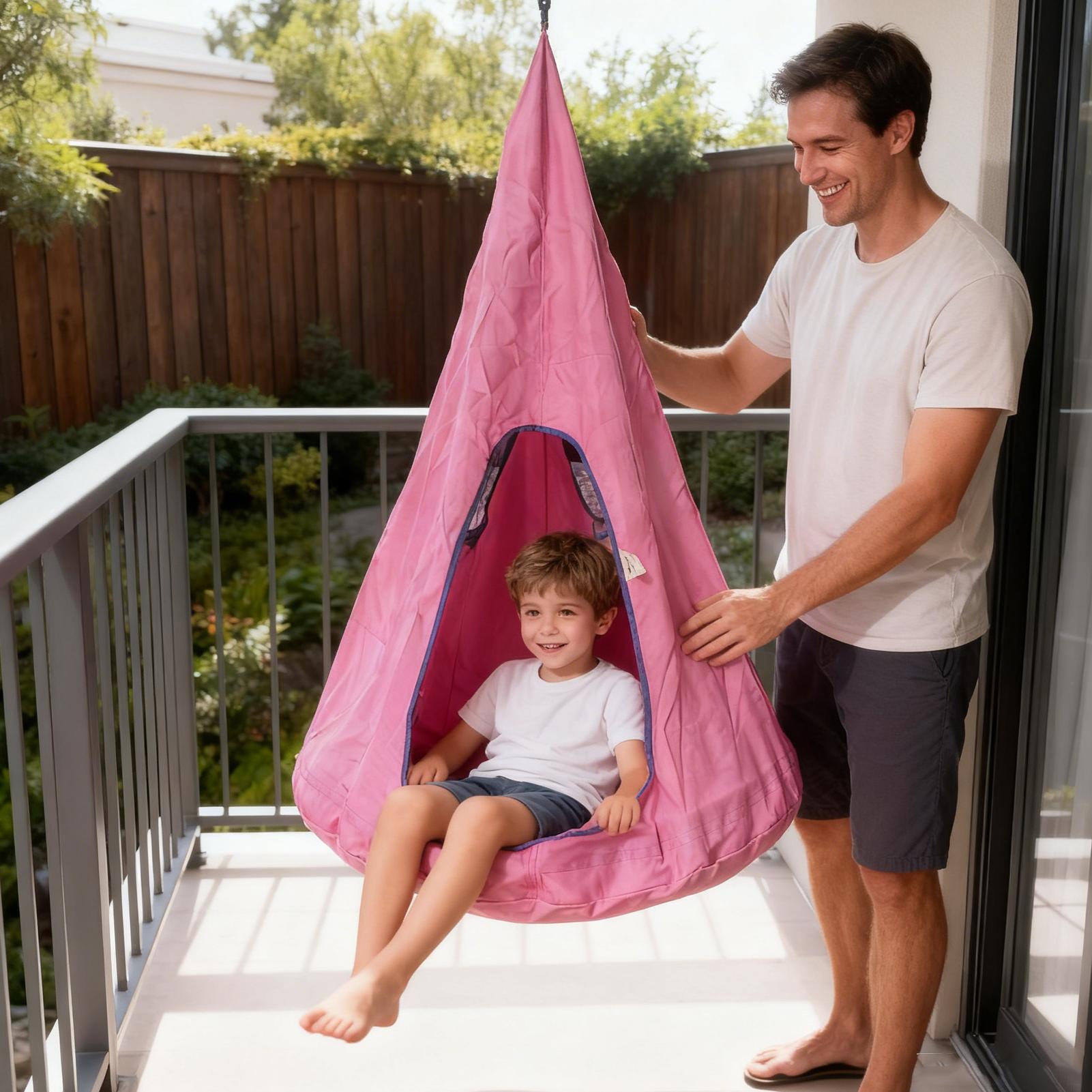 Kids Pod Swing Seat With Cushi - مراجعة Kids Outdoor Nest Swing وسعره