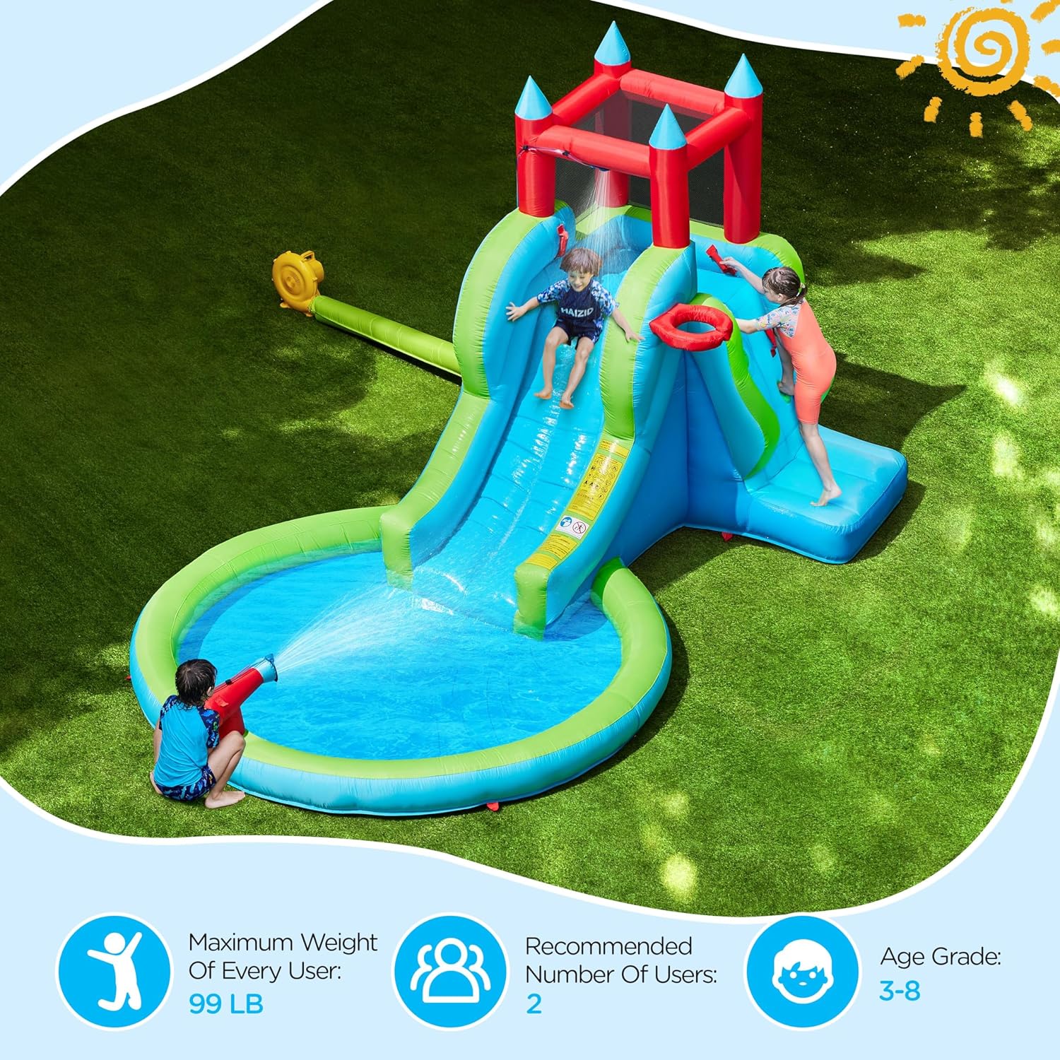 Inflatable Water Slide, 5-in-1 - مراجعة Kids Outdoor Climbing Wall وسعره