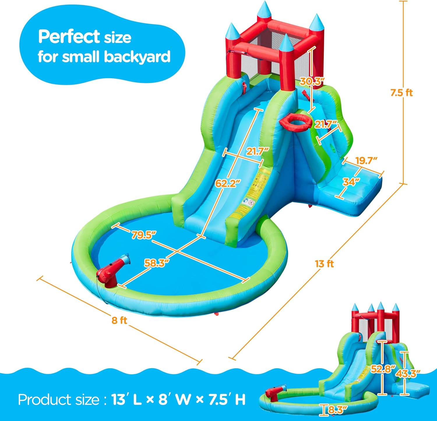 Inflatable Water Slide, 5-in-1 - مراجعة Kids Outdoor Climbing Wall وسعره