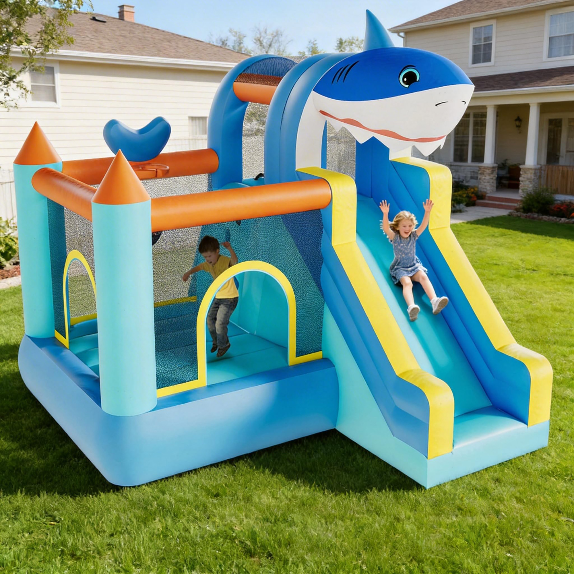 Inflatable Bounce House With S - مراجعة Kids Outdoor Climbing Wall وسعره