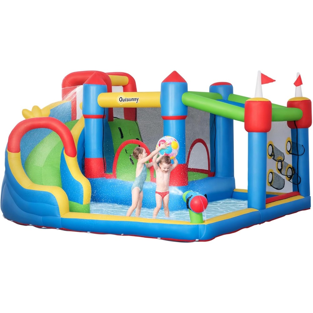 Inflatable Water Slide with Sp - مراجعة Kids Outdoor Climbing Wall وسعره