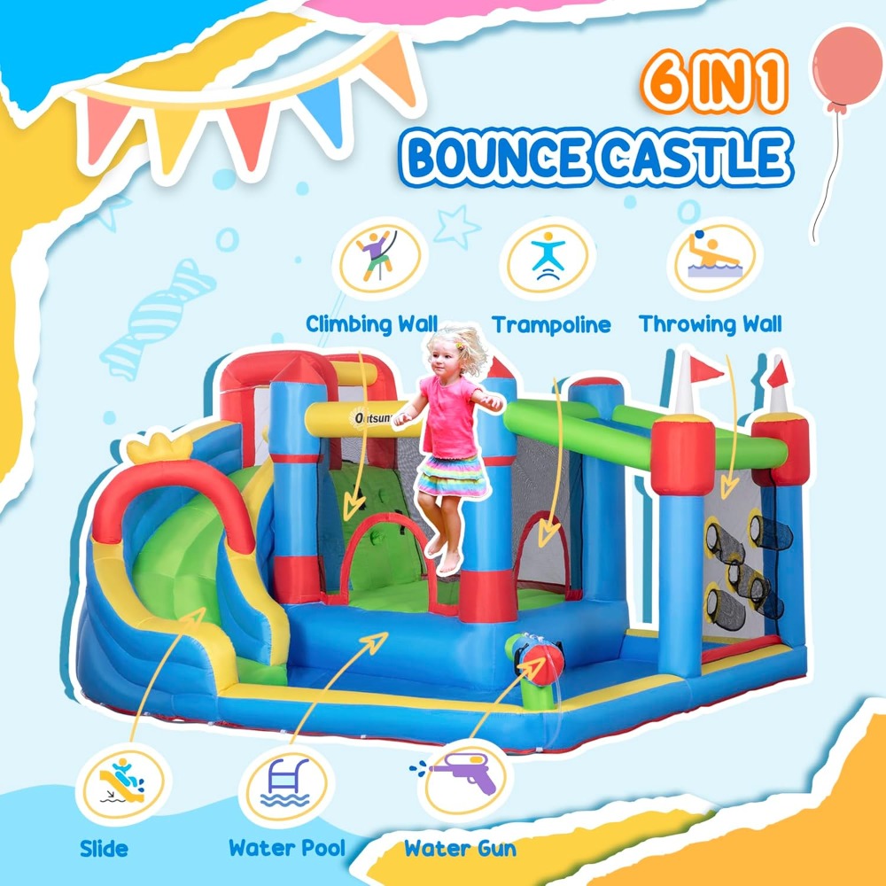 Inflatable Water Slide with Sp - مراجعة Kids Outdoor Climbing Wall وسعره