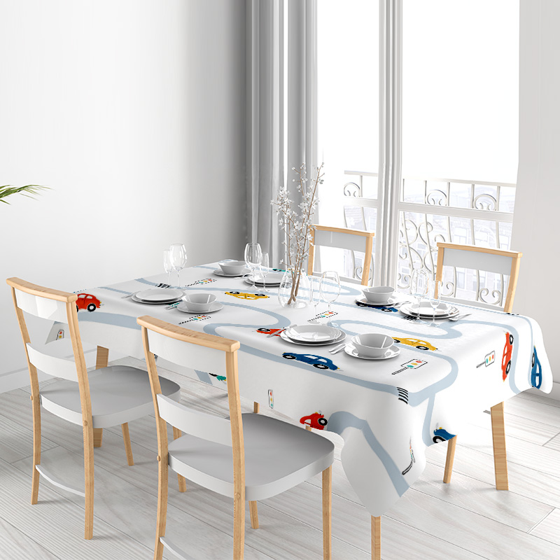 Kid's Tablecloth Blue Race Tra - مراجعة Kids Outdoor Dining Table وسعره