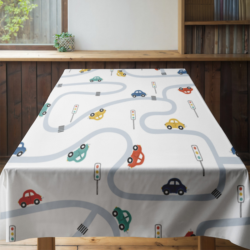Kid's Tablecloth Blue Race Tra - مراجعة Kids Outdoor Dining Table وسعره