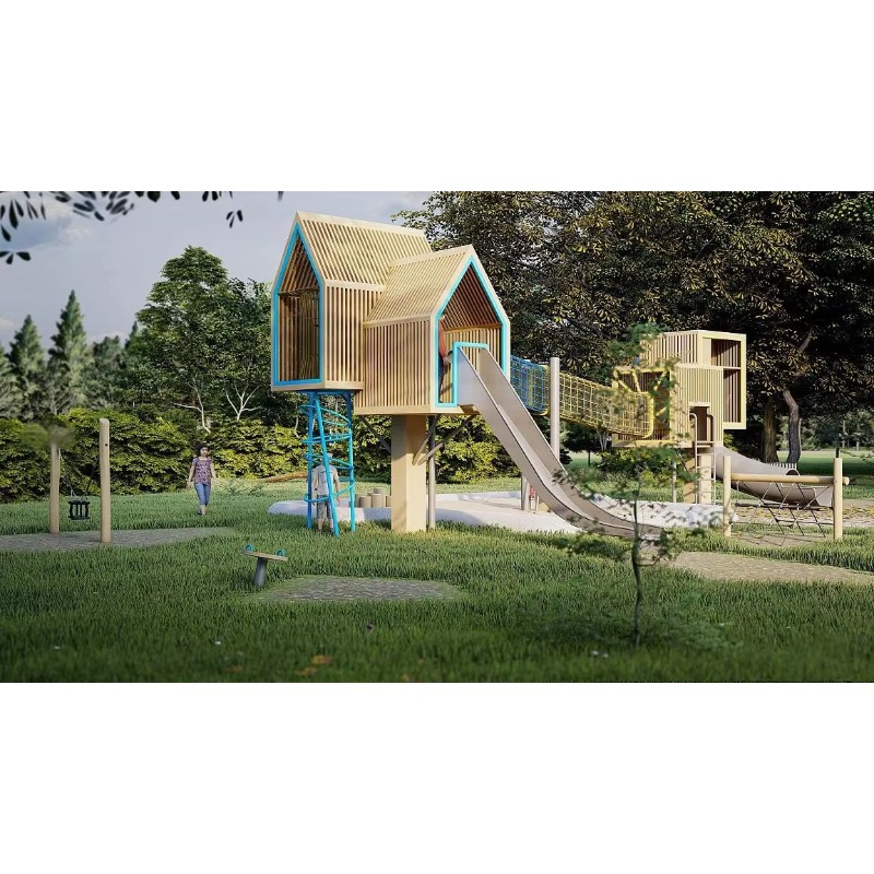 Custom Outdoor Amusement Park  - مراجعة Kids Outdoor Treehouse وسعره
