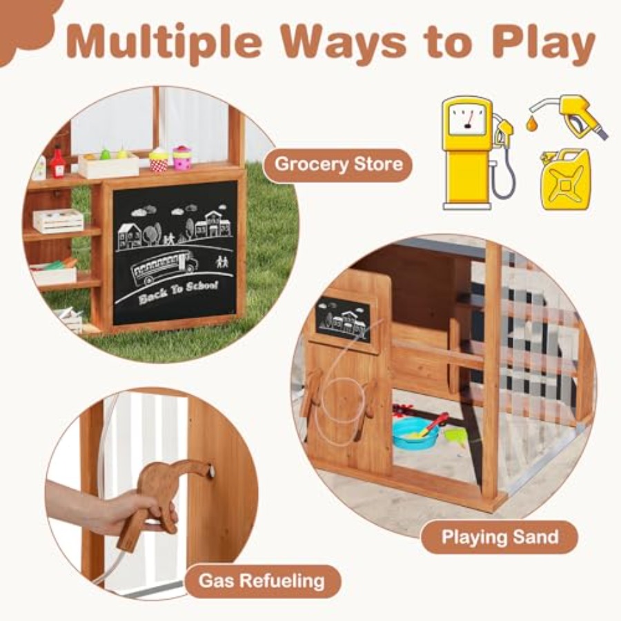 Outdoor kids gas station playh - مراجعة Kids Outdoor Chalkboard وسعره